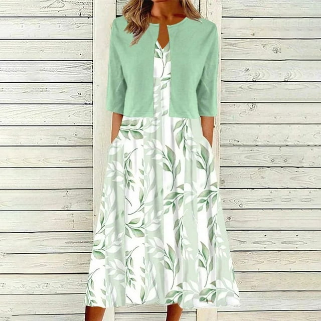 Heisall Robes Maxi à Fleurs pour Femmes Ensemble 2 Pcs Sans Manches Ligne A Été Plage Invitée de Mariage Robe avec Cardigan 2026 Tendance