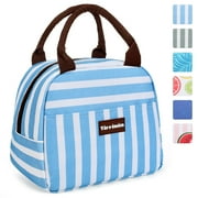 Tirrinia BPA-Free Insulated Lunch Box for Women, Cute Blue Reusable Thermal Tote Cooler for School, Fits 10 Cans