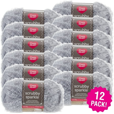 Yarn Oyster - Red Heart Scrubby Sparkle Yarn - Oyster, Multipack of 12