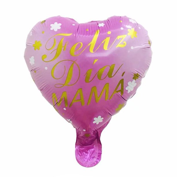 10pcs 10inch Heart Spanish Happy Mother's Day Balloon Heart Shape Mama Feliz Dia Foil Balloon Mother Party Decoration Air Globos Gao Jinjia LED