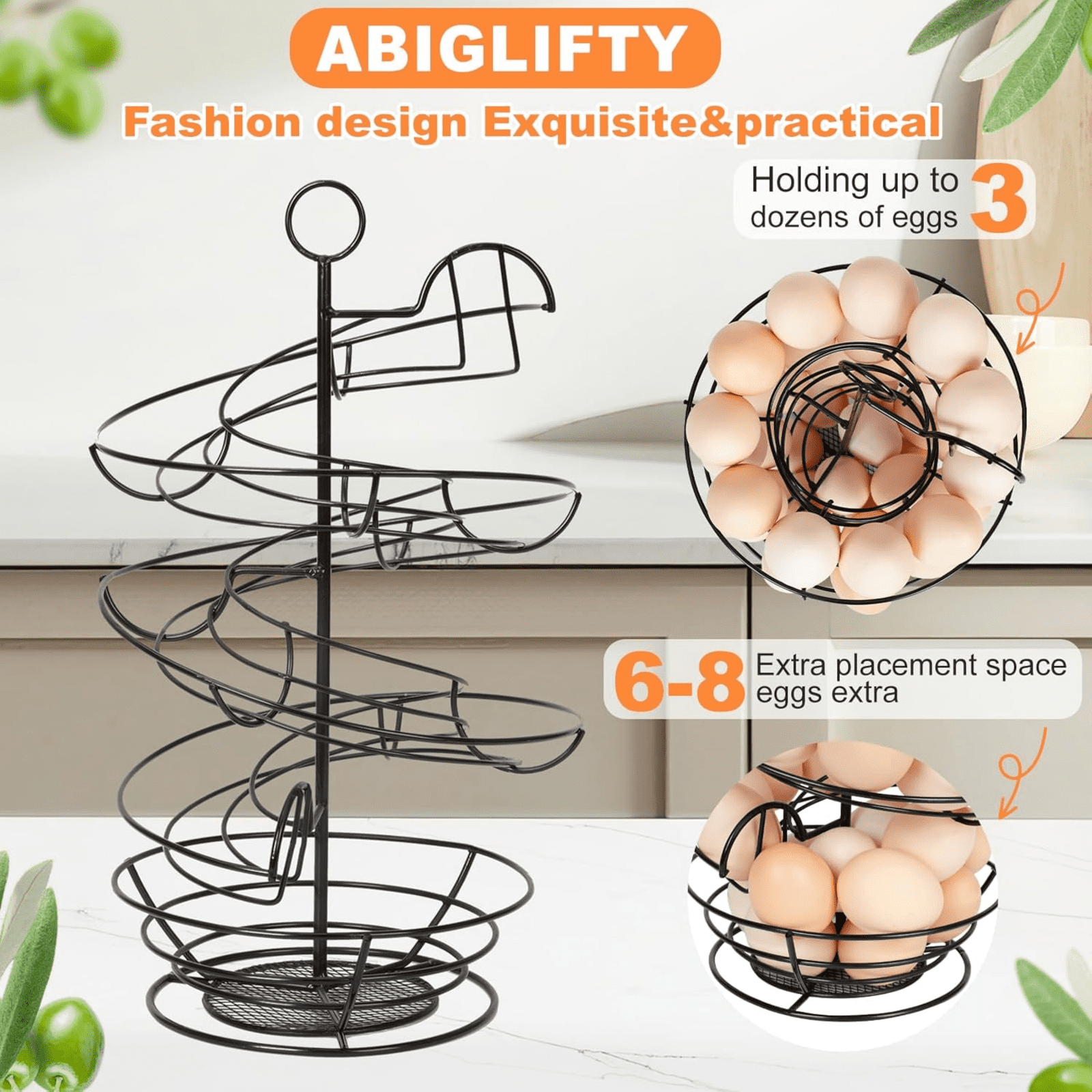 CMYYNNA Spiral Metal Egg Holder Countertop, Fresh Egg Holder Countertop,Egg Storage for Countertop, Spiral Egg Storage Display Rack for Kitchen,Farmhouse