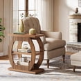 thumbnail image 2 of Tribesigns 26" Side Table, 3-Tier Rectangle End Table with Storage Shelves, Tall Narrow Nightstand for Living Room, Bedroom, Brown, 2 of 5