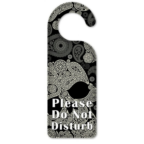 Do Not Disturb Door Knob Hanger Sign - Paisley Skulls