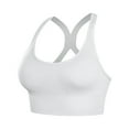 thumbnail image 2 of Women's Sports Bra Everyday Comfy Wirefree Racerback Tank Top Bralette Support Back Close Push Up Workout Shaping Brasier, pear white, M, 2 of 5