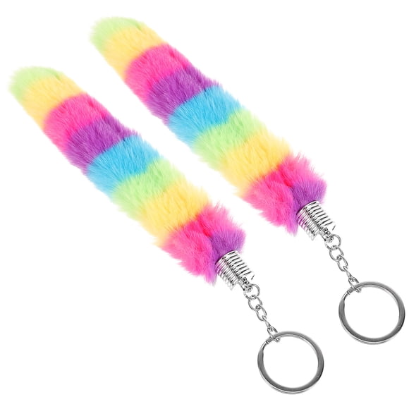 FONDOTIN 2Pcs Plush Metal Keychains for Women Car Key Chains for Handbags