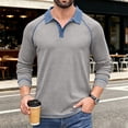thumbnail image 5 of Mens Long Sleeve Polo Shirts Fashion Casual Raglan Button Polo Tee Collared Golf Shirt, L, 5 of 6