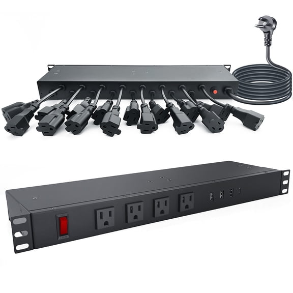 ZHANGONG 20-Outlet Rack Mount PDU, 1U Power Strip with USB-C, 16 Rear & 4 Front Outlets, 15A Overload Protection, 6FT Cord