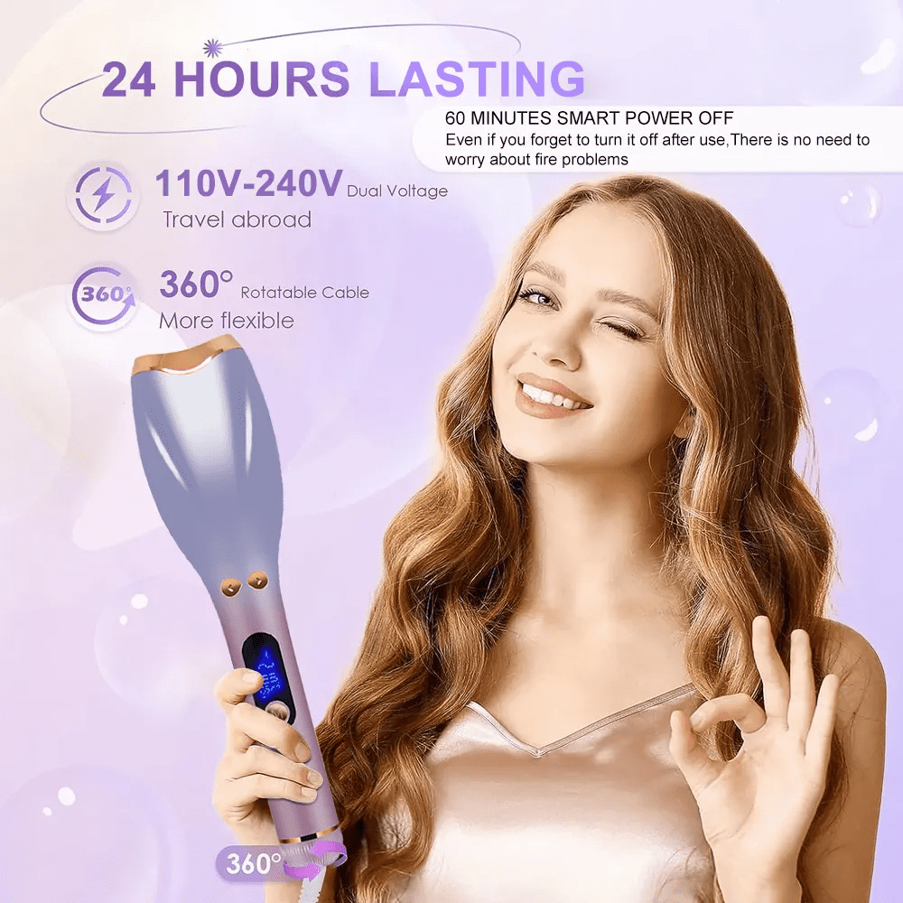 2025 360° Auto-Rotating Hair Curler - Professional Salon-Grade Electric Curling Iron with Heatless Technology
