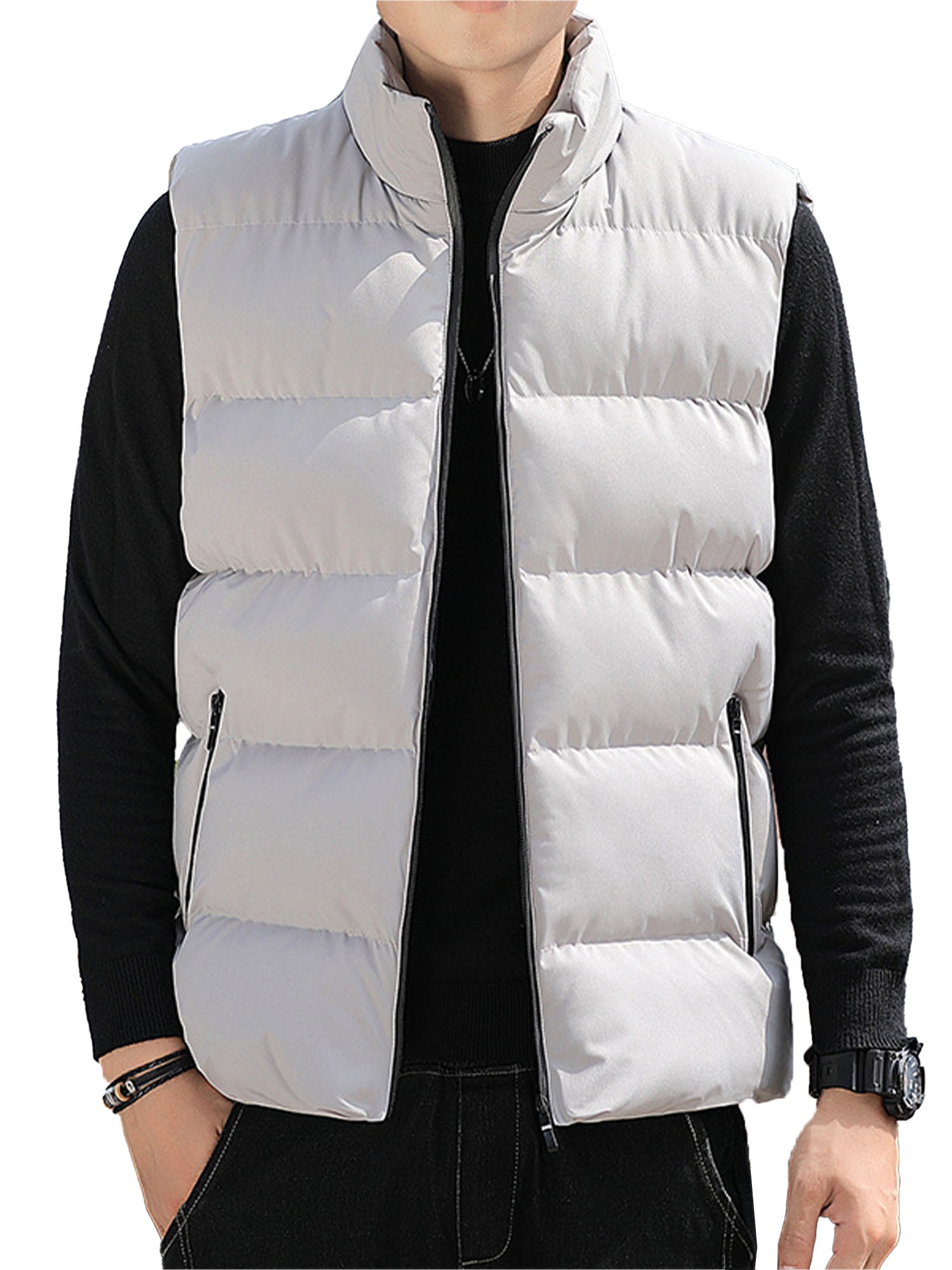 Men Padded Cotton Blend Autumn Winter Warm Vest Coat Tops Jacket Casual Loose Sleeveless Solid Slim Warm Outwear 