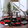 thumbnail image 3 of Round Rugs 5Ft, Abstract Black Round Area Rug Washable Indoor Throw Carpet, Modern Geometric Red Grey White Circle Soft Non Slip Circle Rug for Cabinet Bathroom Home Decor Aesthetic, 3 of 8