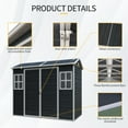 thumbnail image 5 of Roninkier 4x8 ft Resin Outdoor Storage Shed with Floor，2 Windows and Doors for Patio, Black, 5 of 8