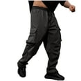 thumbnail image 2 of Zylanna Men's Cargo Pants, Loose Multi Pockets with Drawstring Elastic Waist Straight Leg Pants for Men Dark Gray, 2 of 8