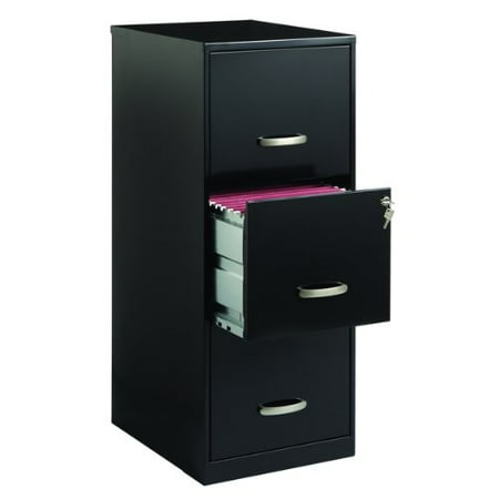 Steel Wide Cabinet - Contemporary Style Vertical 3 Drawer Black Steel File Cabinet