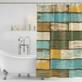 thumbnail image 2 of Brown Blue Vintage Shower Curtain Set - Long 72" x 84" Washable Bathtub Curtain with 12 Hooks, Retro Farmhouse Elegant Pastoral Waterproof Fabric Stall Shower Curtains for Bathroom/Bathtub Décor, 2 of 6