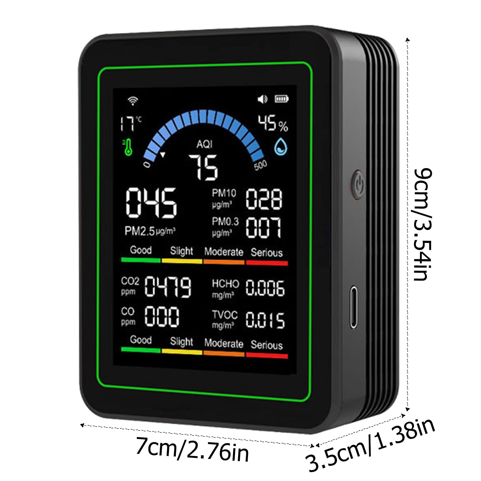 Hotel Indoor Air Quality Monitor 10 in 1 Portable Smart Tester CO2 CO TVOC HCHO PM0.3 1 AQI Humidity