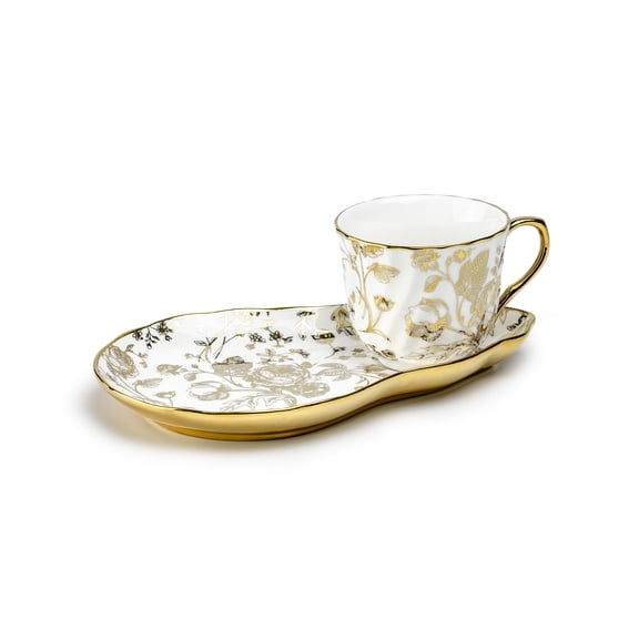 Grace Teaware Golden Rose Fine Porcelain Tea Snack Set Monterey Bay