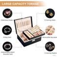 thumbnail image 4 of Jewelry Boxes for Women Girls 2 Layers leather Jewelry Organizer Case with Lock Storage Box Removable Tray for Necklace Earring Ring, 4 of 7