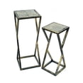 thumbnail image 2 of Benjara Stone Top Plant Stand with Geometric Base (Set of 2)- Black and Gray, 2 of 5