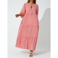 thumbnail image 3 of Women's Summer Casual Maxi Dress Bohemian Floral V Neck Puff Short Sleeve Beach Tiered Sundress Long Swing Dress, 3 of 9