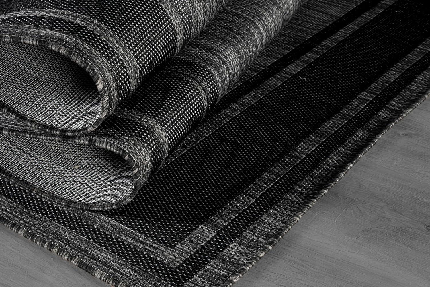 Beverly Rug Floral Bordered Washable Outdoor Indoor Area Rugs 10x14 Black