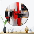 thumbnail image 1 of Designart "Cubic Abstract in Red and Gold I" Cubism Oversized Wall Clock, 1 of 6