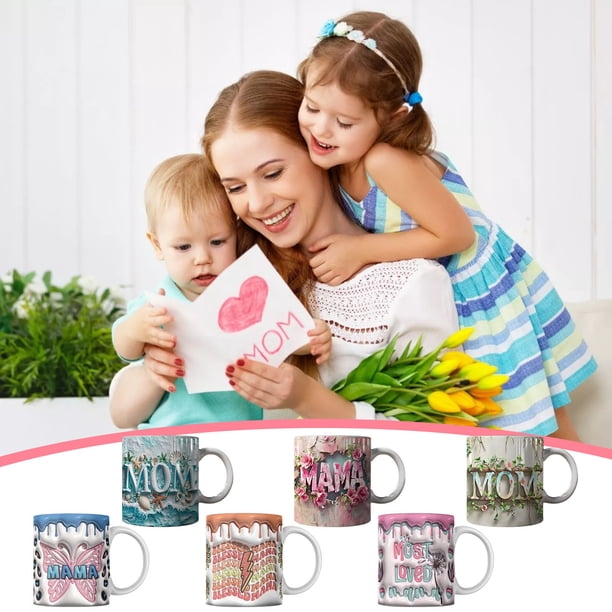 Taza de Cerámica para El Día de La Madre, Diseño Floral Mariposa, Elegante Símbolo de Calidez, Regal Ideal para Mamá, Taza de Té y Café, Decoración para El Hogar y La Oficina, Tamaño 9,5 X 8 Cm.