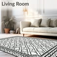 thumbnail image 2 of ODIKA 5'x7' Machine Washable Non-Slip Area Rug, Inspired Lattice Boho Style Non Shedding Floor Covering High Traffic Rug with Pad, Black, 517557, 2 of 8