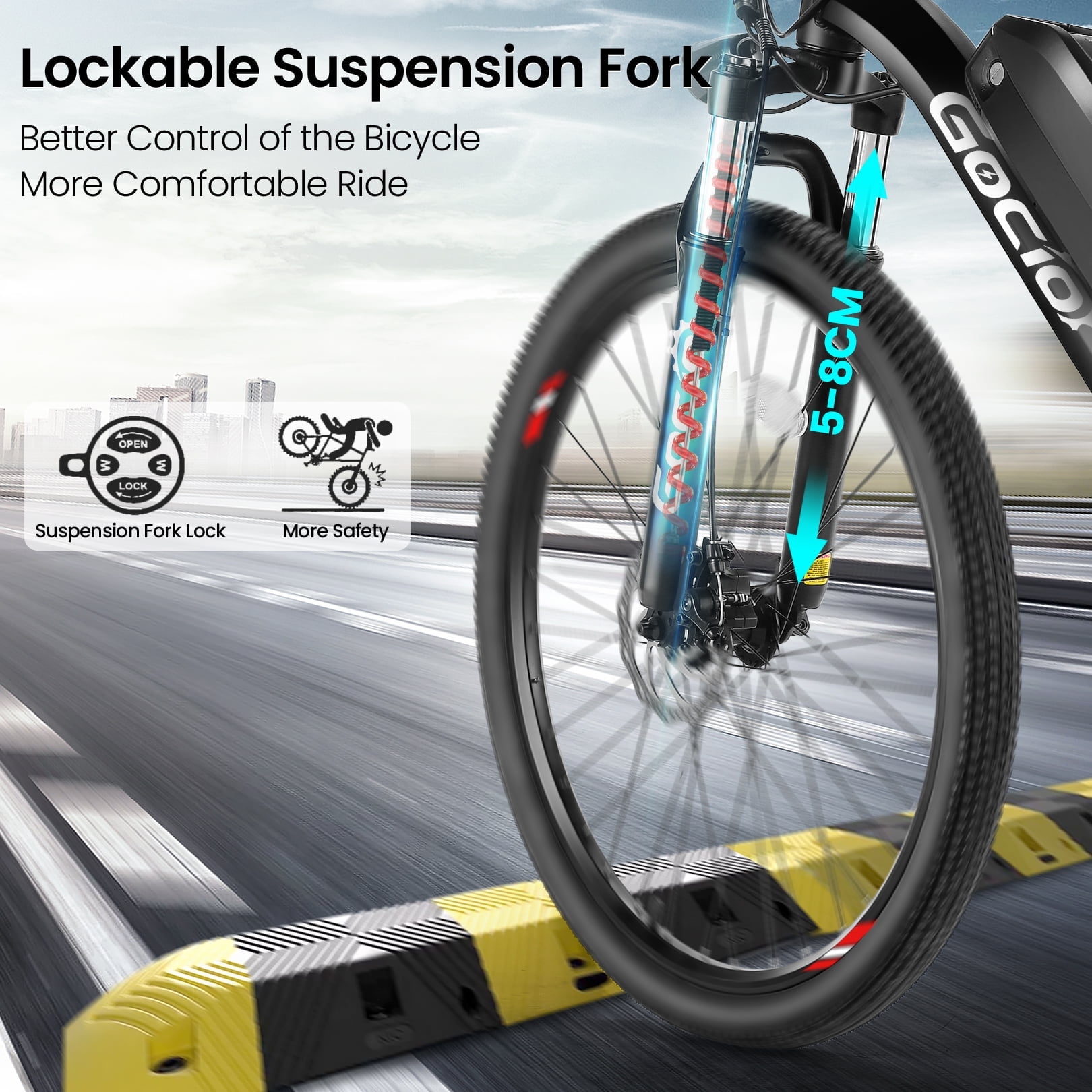 Gocio 26" Electric Bike, 350W Electric Bike for Adults 19.8MPH Electric Mountain Bike, LCD, Lockable Suspension Fork, 374.4Wh 36V Battery UL2849 Certified, 21-Speed E-Bikes Adult Electric Bicycle