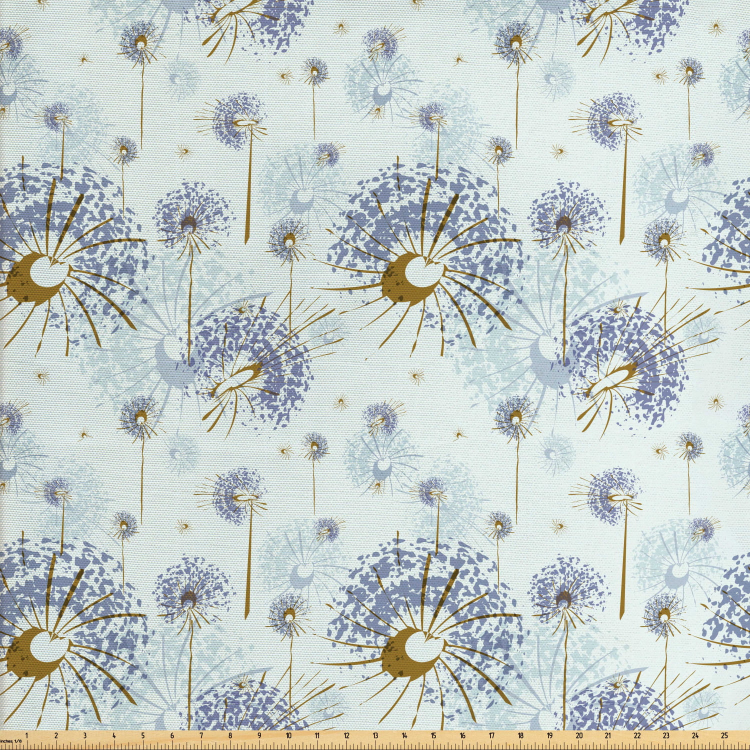 Dandelion Fabric by The Yard, Grunge Pattern of Abstract Botanical