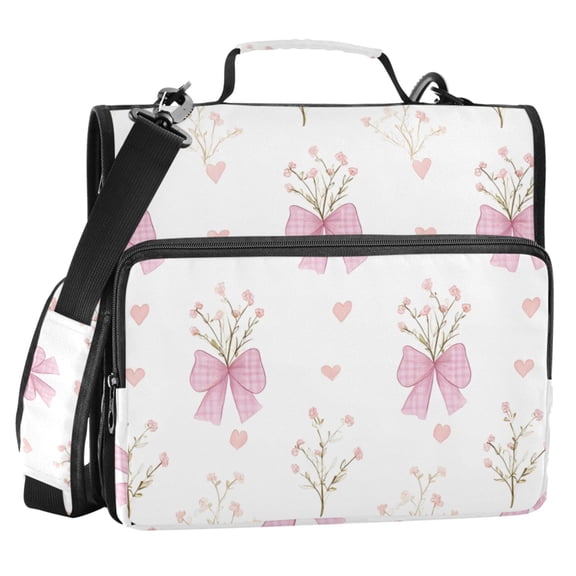 ALAZA Zipper Binder Flowers on Bows 2 in 3 Ring Trapper Keeper 500 Sheet Capacity File Folder Organizer Bag