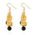thumbnail image 4 of Shop LC Ion Plated Natural Yellow Gold Black Obsidian Dangle Drop Earrings Gift Ct 16.3, 4 of 9