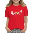 thumbnail image 3 of Kids Girls Short Sleeve T-Shirt Cute Love Bird Floral Graphic Tee Cotton Soft Play Top for Kids Little Big Girls,Size 4 T, 3 of 9
