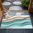 thumbnail image 4 of 2x3 Door Mat Rug, Teal Brown Ombre Non-Skid Rubber Backing Large Rectangle Rugs - Living Room Bedroom Home Office, Modern Abstract Moire Art Geometric Indoor Floor Mat Carpets Washable Rug, 4 of 9