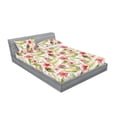 thumbnail image 2 of Floral Design Fitted Sheet & Pillow Sham Set, Simplistic Modern Flowers with Leaves Greenery Meadow Vibe Art, Decorative Printed 3 Piece Bedding Decor, King, Pistachio Green Dark Pink, by Ambesonne, 2 of 2