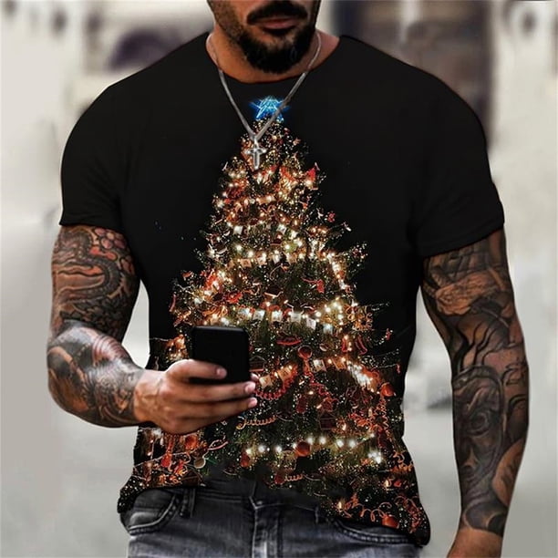 Camisetas De Navidad Para Hombre, Ropa Informal De Manga Corta, A La Moda Para Verano 2024