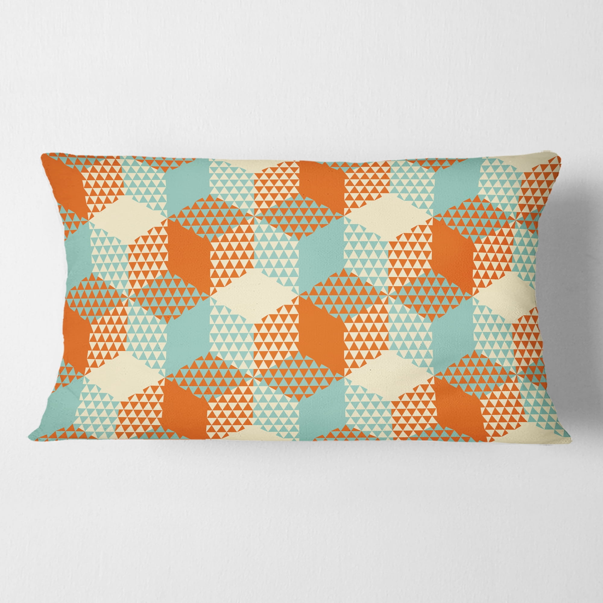 Designart Retro Hexagon Pattern VIII' Mid-Century Modern Throw Pillow - 12x20