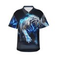 thumbnail image 1 of Balery Futuristic Blue Light White Tiger Camisas hawaianas de manga corta para hombre, camisas playeras de corte holgado, camisas de vacaciones con botones,3X-Large, 1 of 7