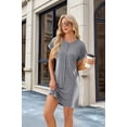 thumbnail image 4 of Womens Summer T Shirt Dress Casual Cap Sleeve Crewneck Loose Shift Mini Dresses Light Gray XL, 4 of 9