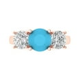 thumbnail image 2 of 3.25ct round cut turquoise 18k rose gold 3 stone Bridal Wedding Engagement Promise Anniversary Ring for Women size 10.75, 2 of 7