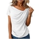 thumbnail image 1 of Camisas de Manga Corta para las Mujeres Casual Color Sólido Plisado Cuello Redondo Blusa, Casual Camisas de Manga Corta para las Mujeres Suaves, 1 of 5