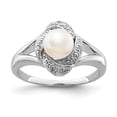 thumbnail image 4 of 925 Sterling Silver Rhodium-Plated Diamond and Freshwater Cultured Pearl Ring Size 7, 4 of 7