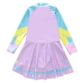 thumbnail image 2 of lnmuld Girls Long Sleeve Swimsuit Jumpsuit Rash Guard Sun Bathing Suit for Toddler Youth Color:Purple3,Size:10-12 Years, 2 of 3