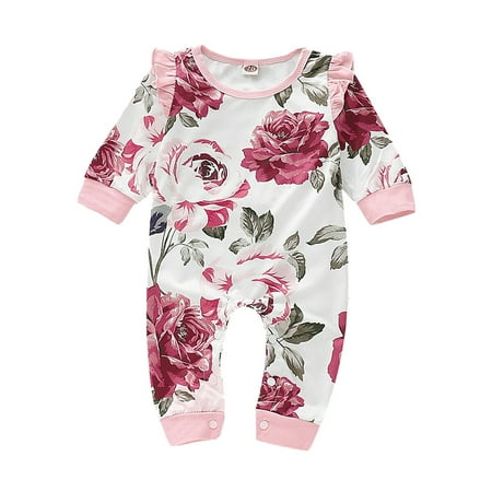 

ZHAGHMIN Girls Summer Clothes Sleeve Floral Jumpsuit Long Romper Baby Clothes Ruffles Girls Print Girls Romper&Jumpsuit 3 Months Girl Outfits Bunny Romper Baby Girl Dress Denim Romper Kids Baby Girl