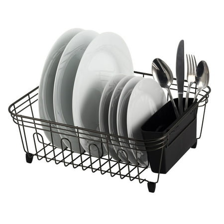 Real Home Innovations Deluxe Small Dish Drainer, Black Chrome