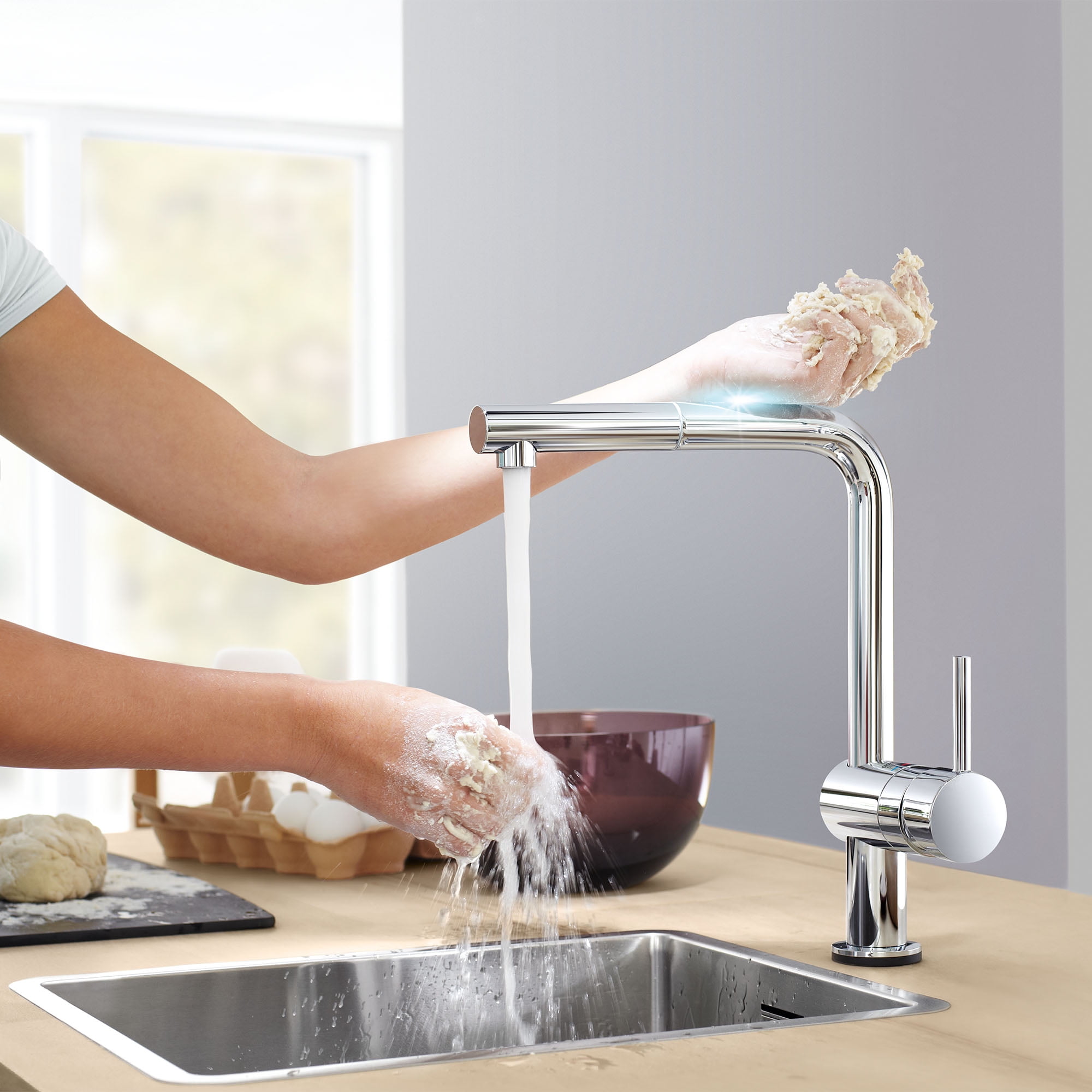 Robinet Cuisine Extractible Grohe Minta 30 300 - Brossé Cool Sunrise - Mitigeur