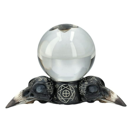 Pacific Giftware Raven Skulls and Crystal Ball Figurine, 5.5-inch Length, Cold Cast Resin, Table Decoration