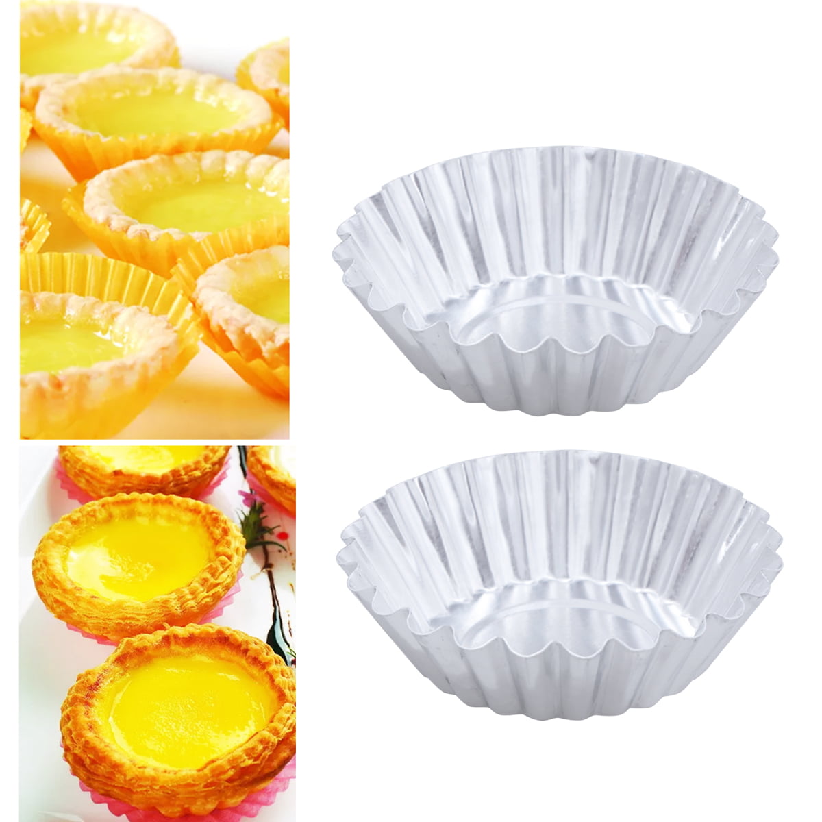 Details about   30 Pcs Egg Tart Molds Non Stick Reusable Ripple Baking Moulds for Dessert House 