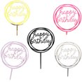 thumbnail image 2 of Round Happy Birthday Letter Cake Topper Acrylic DIY Cupcake Smash Candle Stick; Handmade Cake Smash Candle Party Handmade Stick, 2 of 9