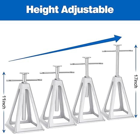 Bonison  RV Stabilizer Jacks Set of 4 - Aluminum Trailer Stabilizer Jacks Support Up to 7500 Lbs, Adjustable from 11" to 17" - Camper Jacks & Stabilizer Jacks for Travel Trailers & RVs