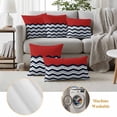 thumbnail image 6 of Black Chevron Outdoor Waterproof Pillow Covers, Geometric Navy Blue White Sea Wavy Striped Decorative Rectangle Throw Pillowcase Sofa Cushion Sham for Patio/Couch/Chair, 20"x12" 2 Pack, 6 of 8